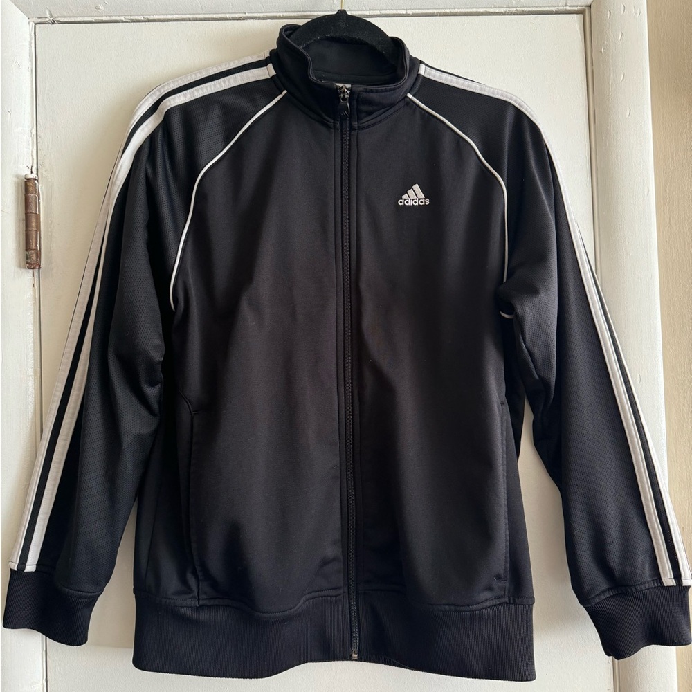 classic Adidas black and white track jacket